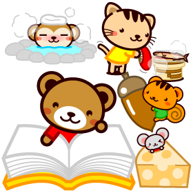 動物と秋イラスト