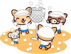 玉入れをする動物イラスト/白組