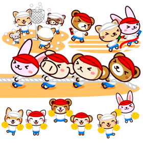 運動会と動物イラスト
