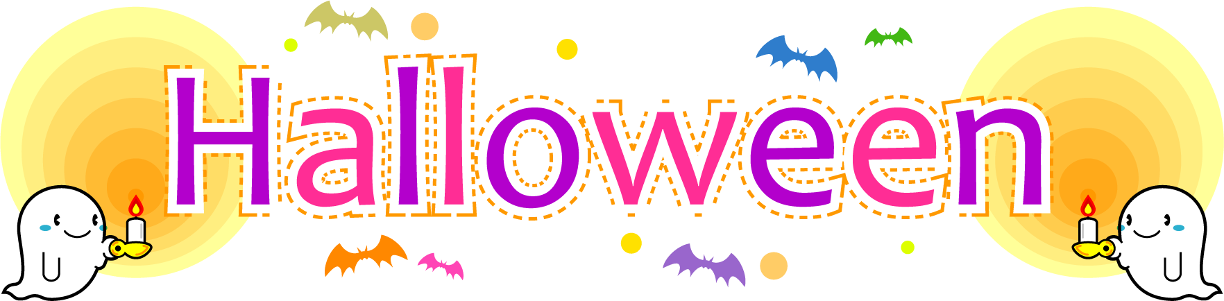 ハロウィンの文字とゴーストのイラスト