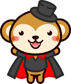 ドラキュラ伯爵の仮装をしたサルのイラスト