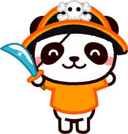 海賊の仮装をしたパンダのイラスト