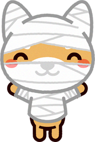 ミイラ男の仮装をしたイヌのイラスト