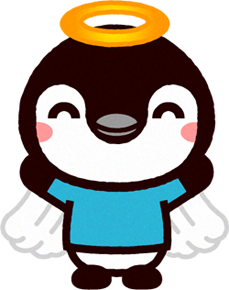 天使の仮装をしたペンギンのイラスト