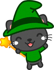 魔導士に仮装したネコのイラスト