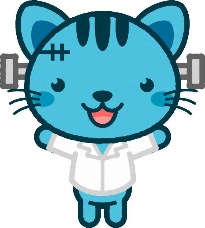 人造人間の仮装をしたネコのイラスト