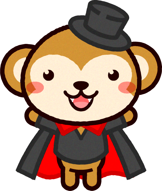 ドラキュラ伯爵の仮装をしたサルのイラスト