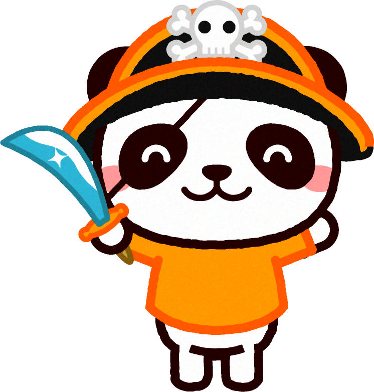 海賊の仮装をしたパンダのイラスト