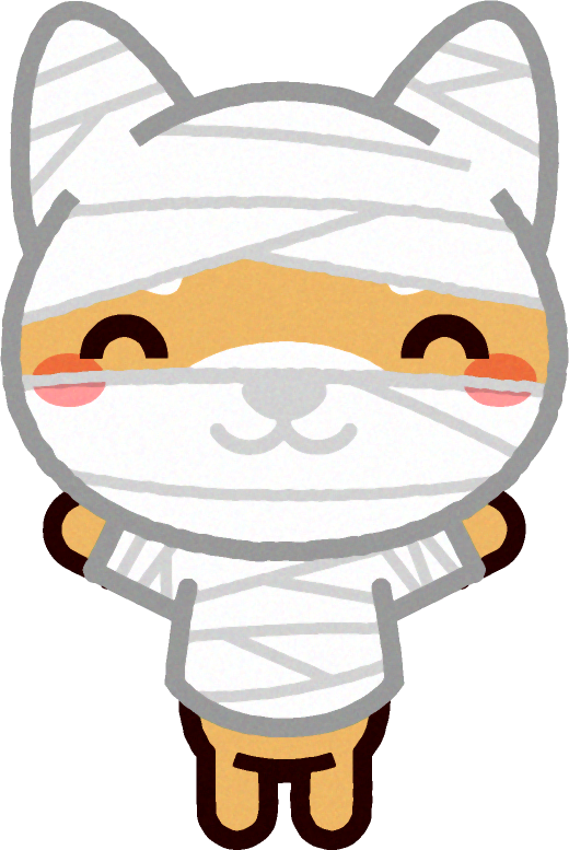 ミイラ男の仮装をしたイヌのイラスト