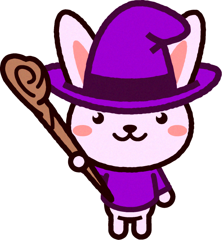 魔女の仮装をしたウサギのイラスト