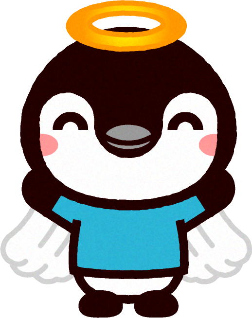 天使の仮装をしたペンギンのイラスト