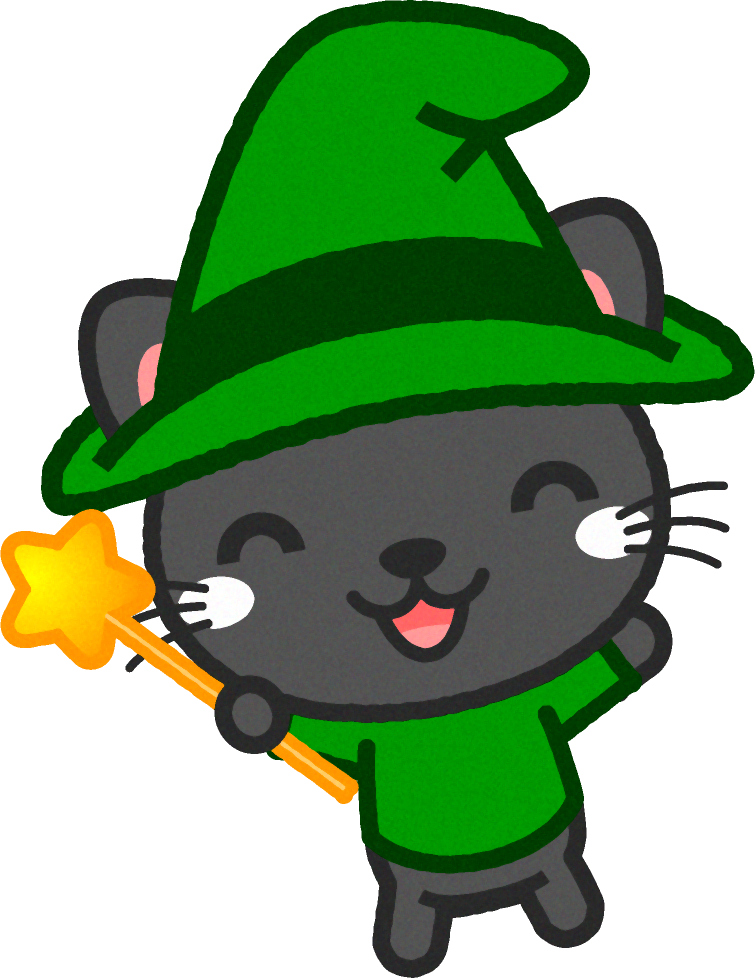 魔導士に仮装したネコのイラスト