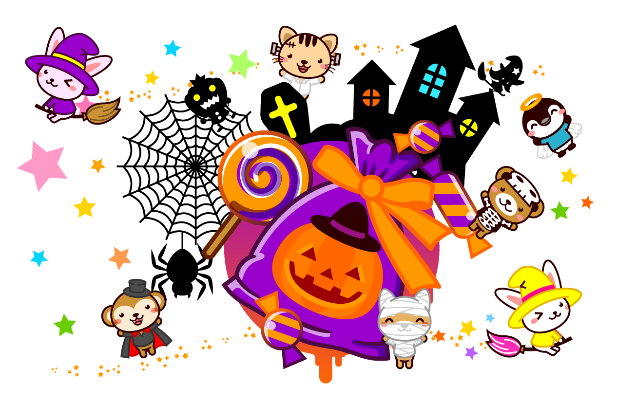 賑やかで楽しいハロウィンイラスト