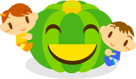 かぼちゃと子供達イラスト