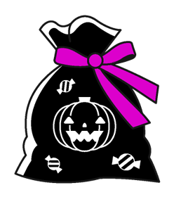 ハロウィンお菓子袋のシルエットイラスト