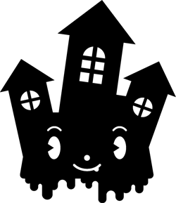 かわいい洋館イラスト/モノクロ