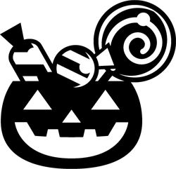 パンプキンに入った飴イラスト/モノクロ