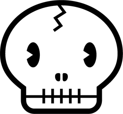 スケルトンの顔イラスト/モノクロ