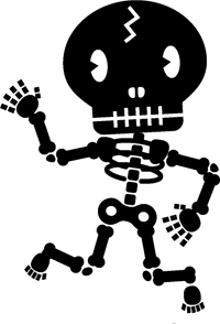 スケルトンのイラスト/モノクロ