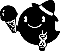 アイスを持ったゴーストのイラスト/モノクロ