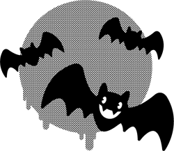 吸血コウモリの群れイラスト/モノクロ