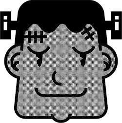 フランケンの顔イラスト/モノクロ