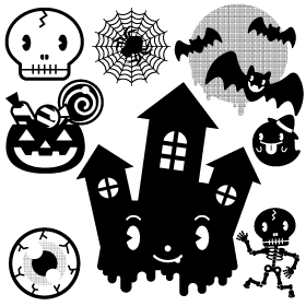 ハロウィンモノクロのイラスト