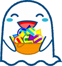 キャンディを持つゴーストのイラスト