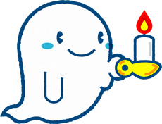 キャンドルを持つゴーストのイラスト