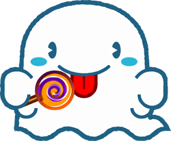 キャンディーをなめるゴーストのイラスト