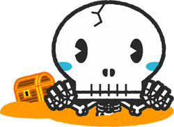 宝を護るスケルトンのイラスト