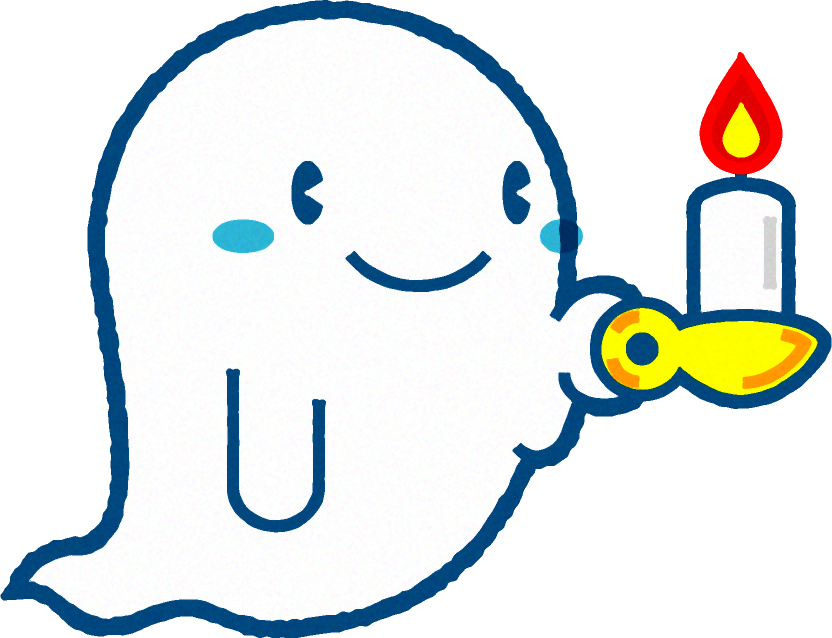 キャンドルを持つゴーストのイラスト