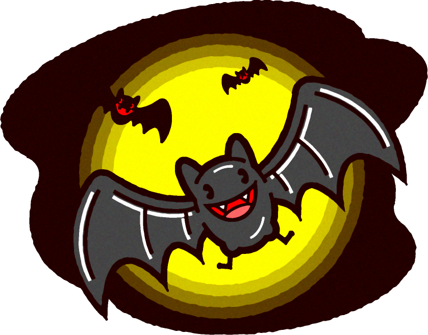 吸血コウモリと満月のイラスト