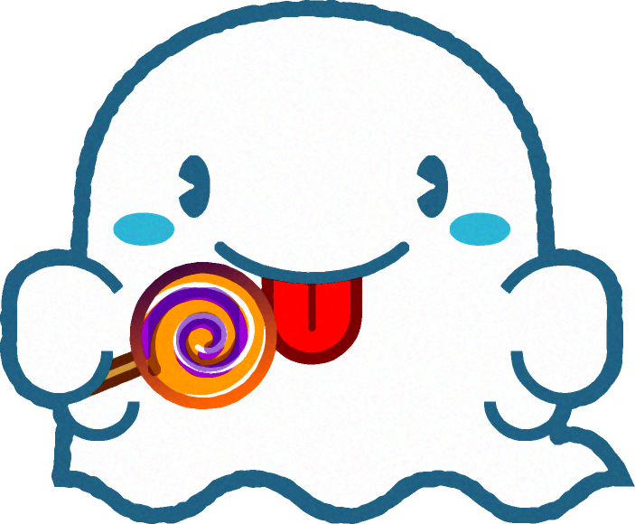 キャンディーをなめるゴーストのイラスト