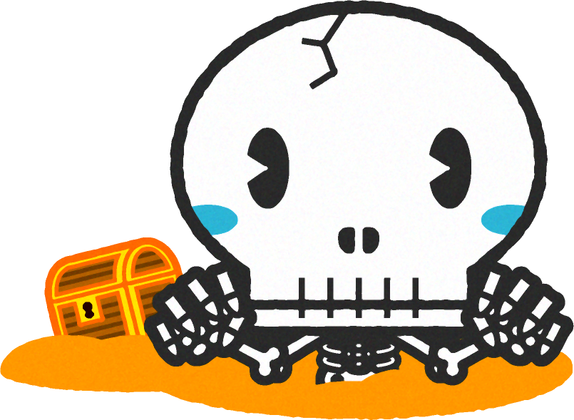宝を護るスケルトンのイラスト