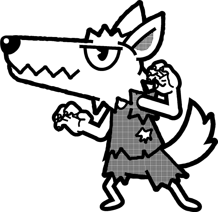 狼男のイラスト/横向き/モノクロ
