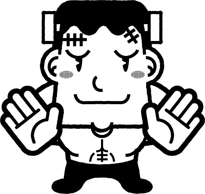 人造人間のイラスト/モノクロ