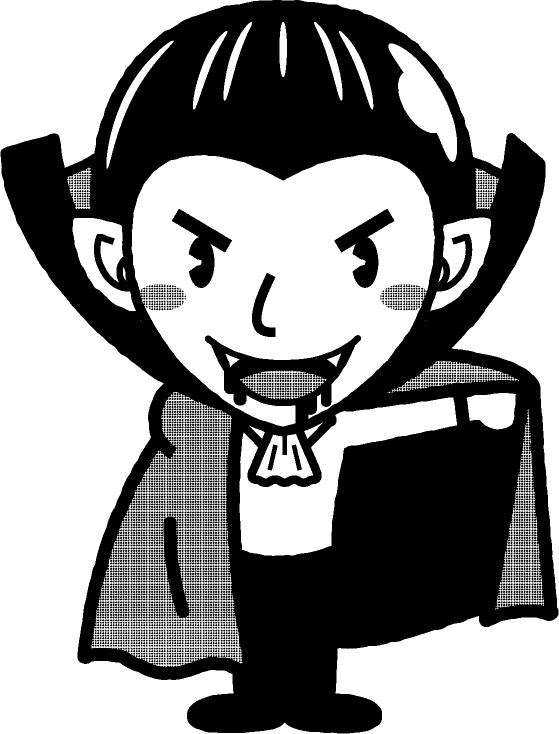 口から血が滴るヴァンパイアのイラスト/モノクロ