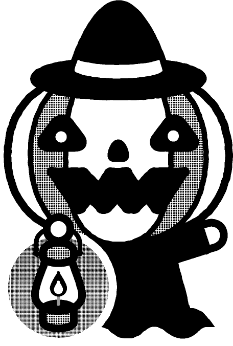 ジャックランタンのイラスト/モノクロ