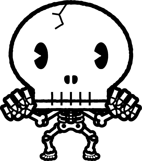 スケルトンのイラスト/モノクロ