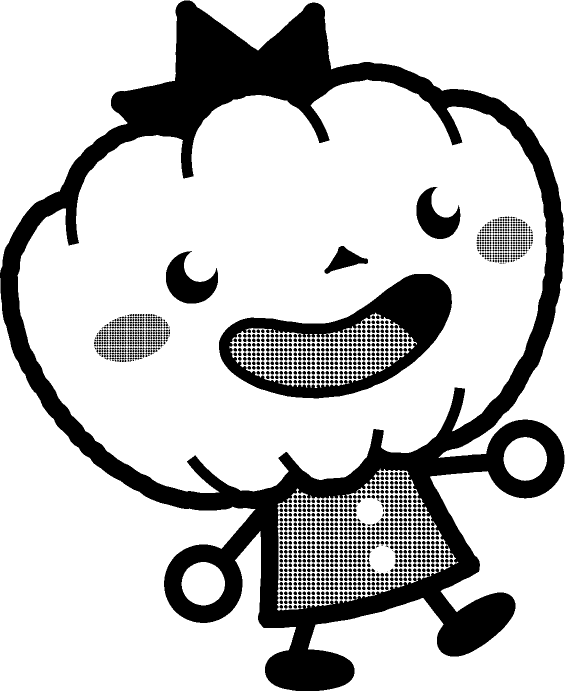 歩くパンプキンマンのイラスト/モノクロ