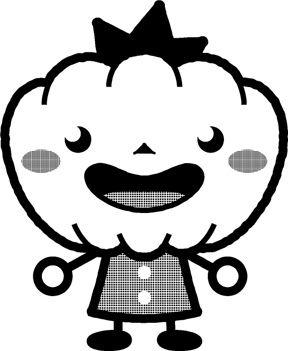 パンプキンマンのイラスト/モノクロ