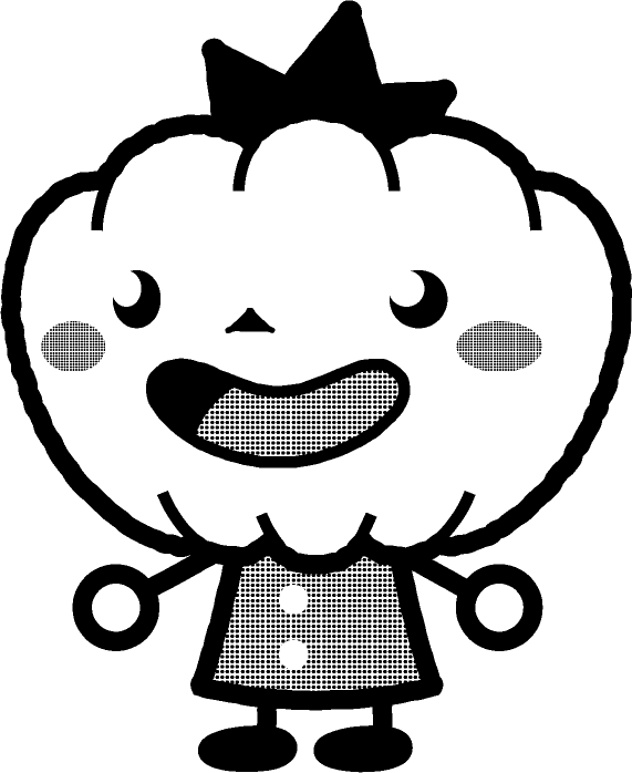 パンプキンマンのイラスト/横向き/モノクロ