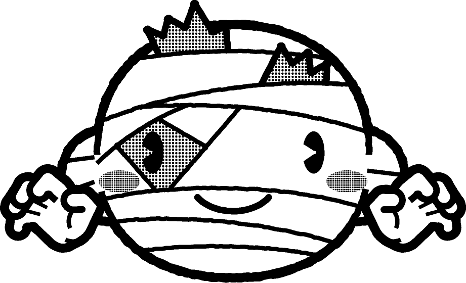 両手を広げるミイラ男のイラスト/モノクロ