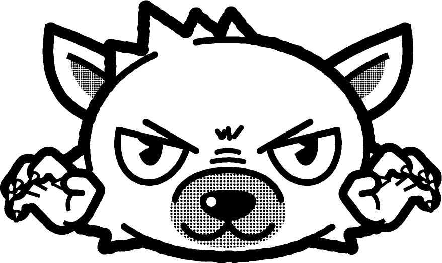 両手を広げる狼男のイラスト/モノクロ