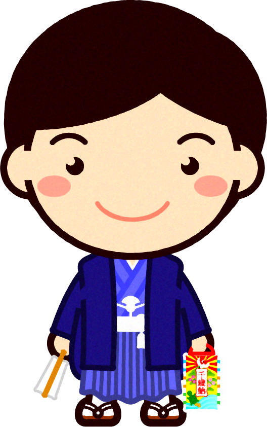 千歳飴を持った男の子イラスト