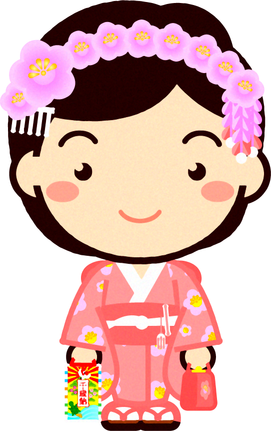 千歳飴を持った女の子イラスト