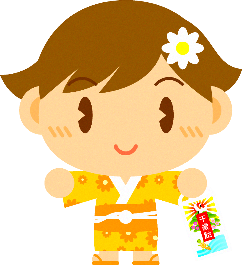 女の子のイラスト/七五三_黄色の服