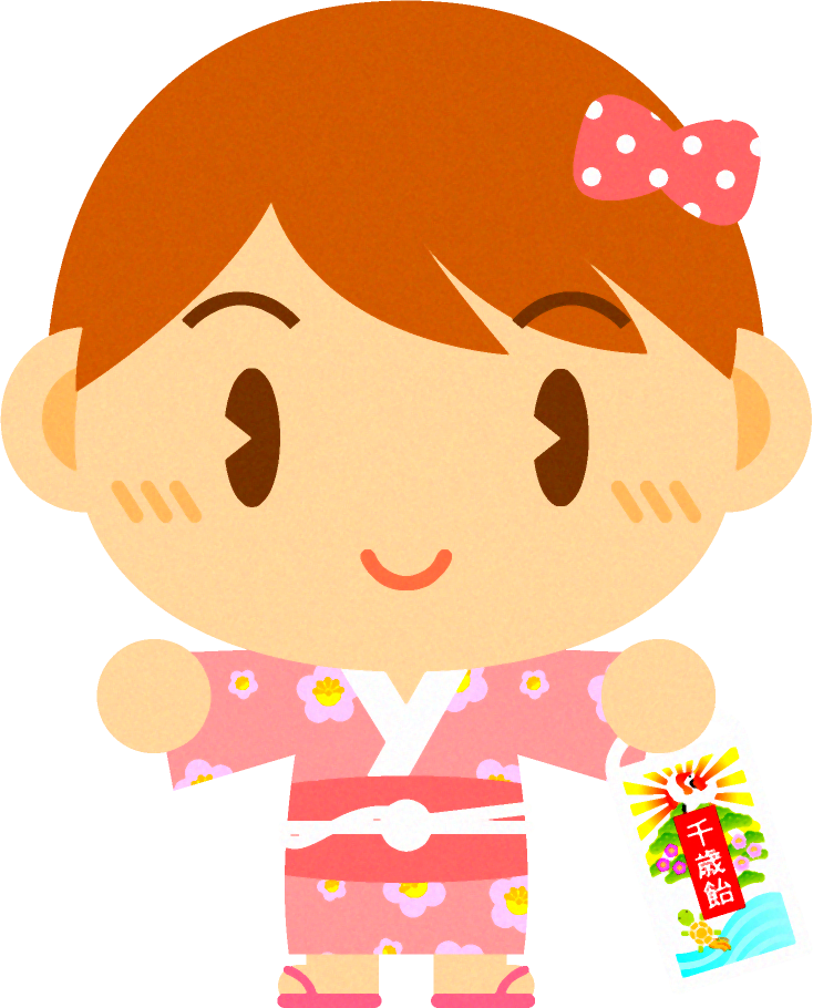 女の子のイラスト/七五三_ピンク色の服