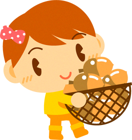 ドングリを籠に入れて運ぶ女の子イラスト